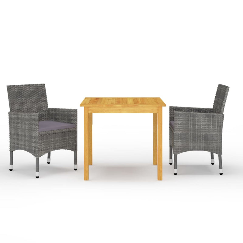 vidaXL 3 Piece Garden Dining Set Grey