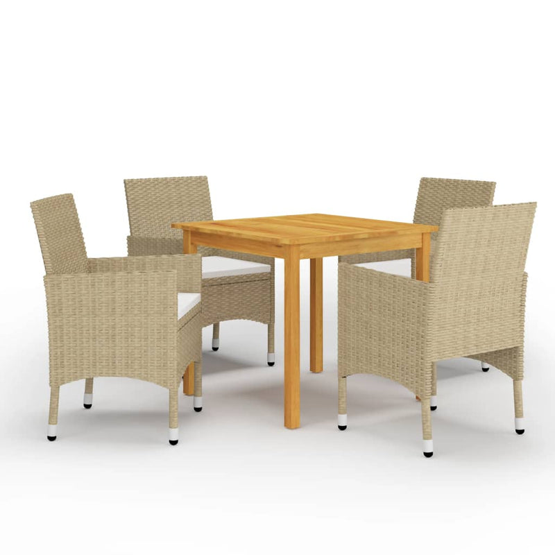 vidaXL 5 Piece Garden Dining Set Beige