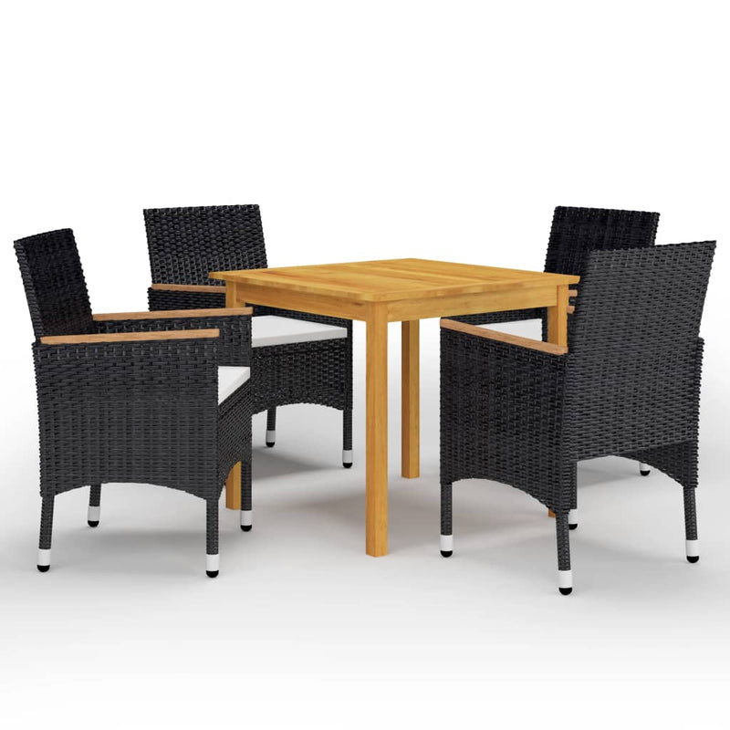 vidaXL 5 Piece Garden Dining Set Black