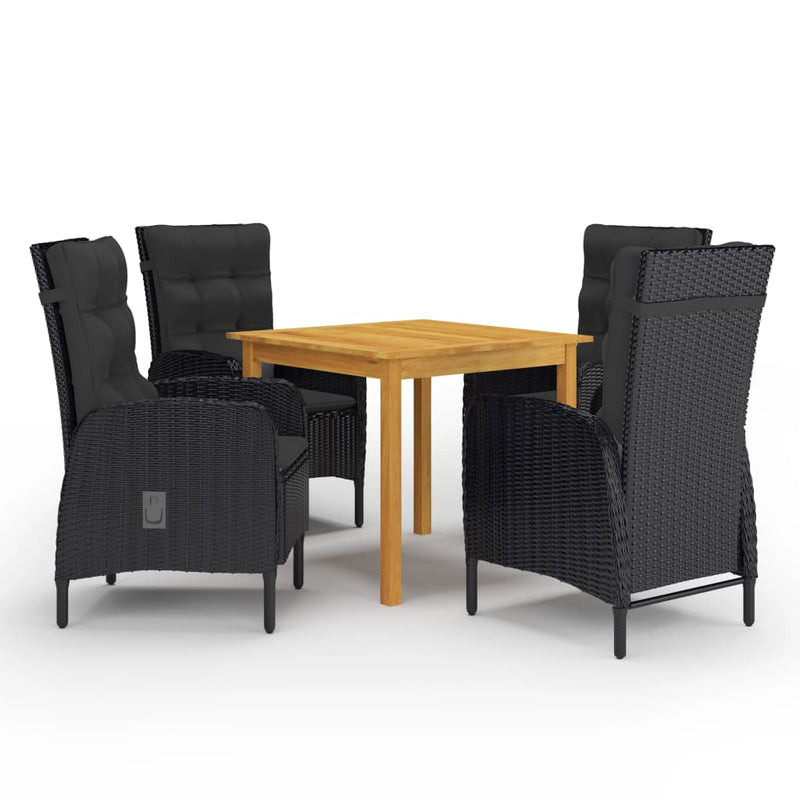 vidaXL 5 Piece Garden Dining Set Black