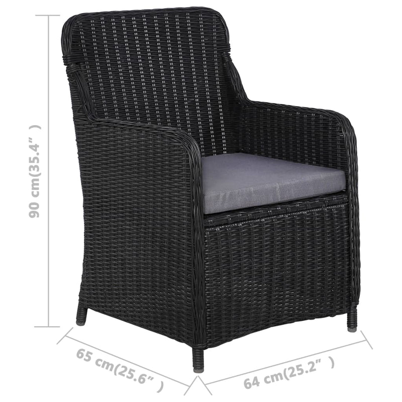 vidaXL 3 Piece Garden Dining Set Black