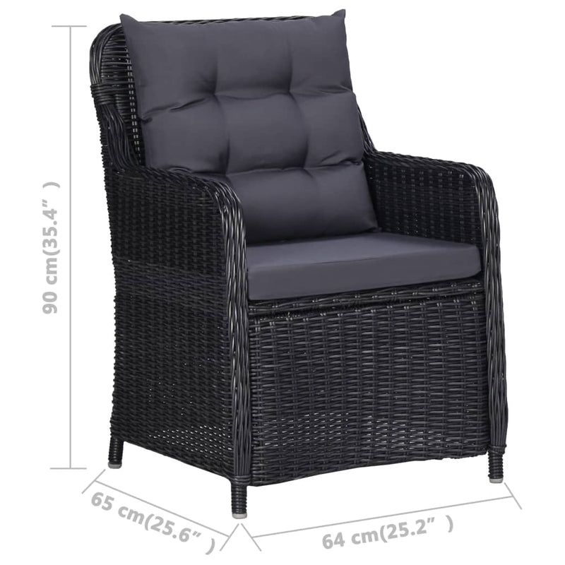 vidaXL 3 Piece Garden Dining Set Black