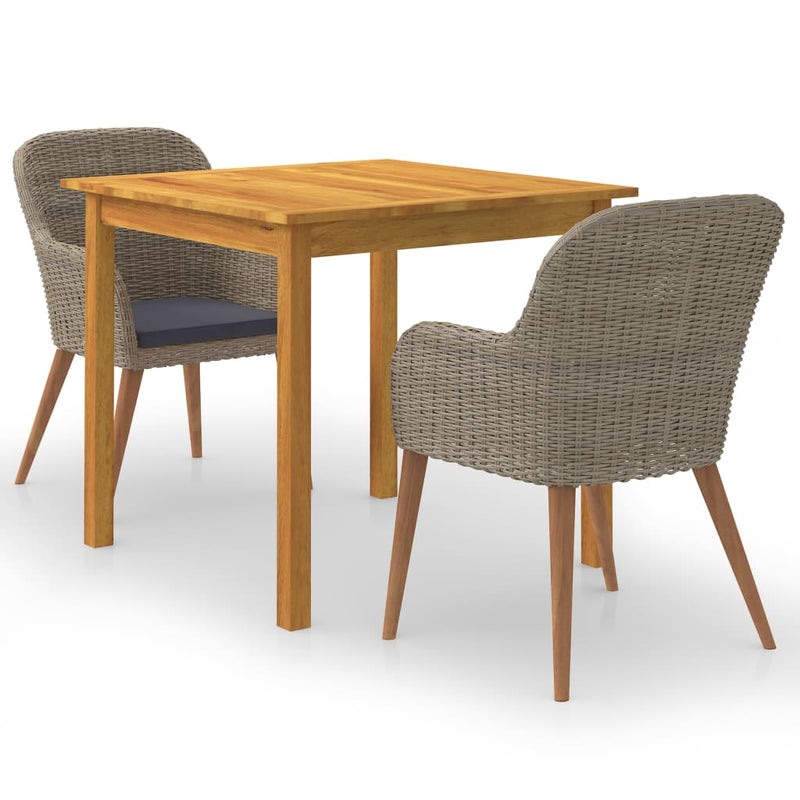 vidaXL 3 Piece Garden Dining Set Brown