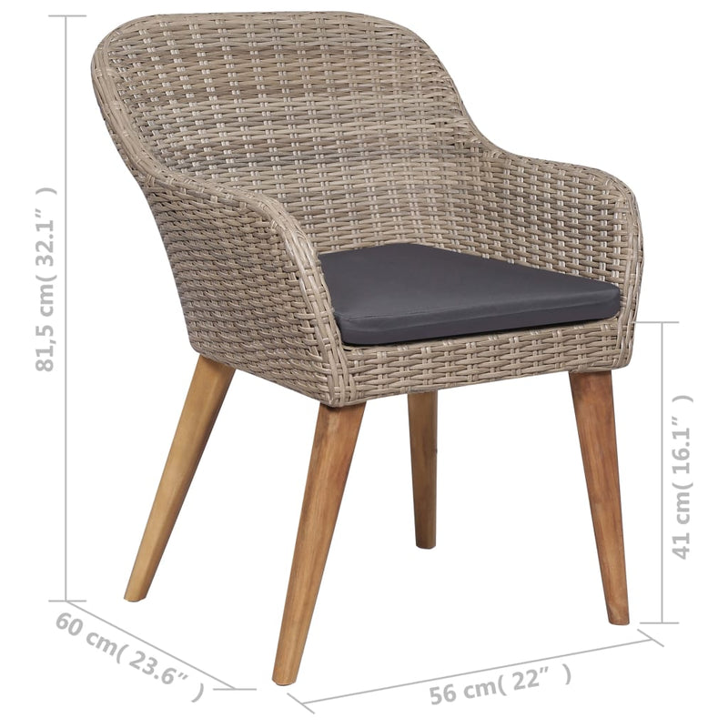 3 Piece Garden Dining Set Brown