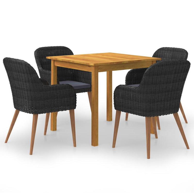 vidaXL 5 Piece Garden Dining Set Black