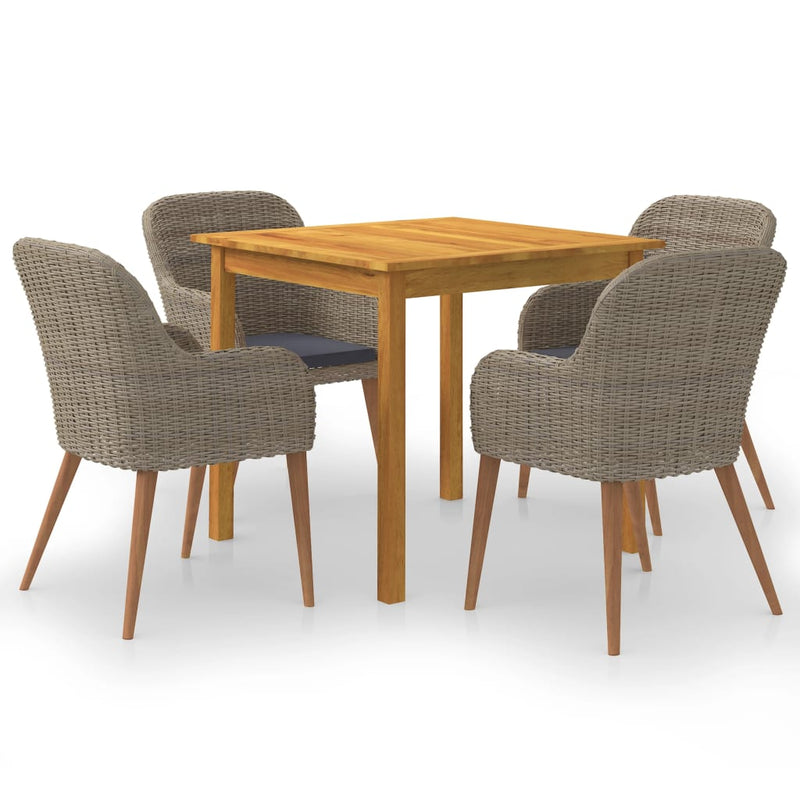 vidaXL 5 Piece Garden Dining Set Brown