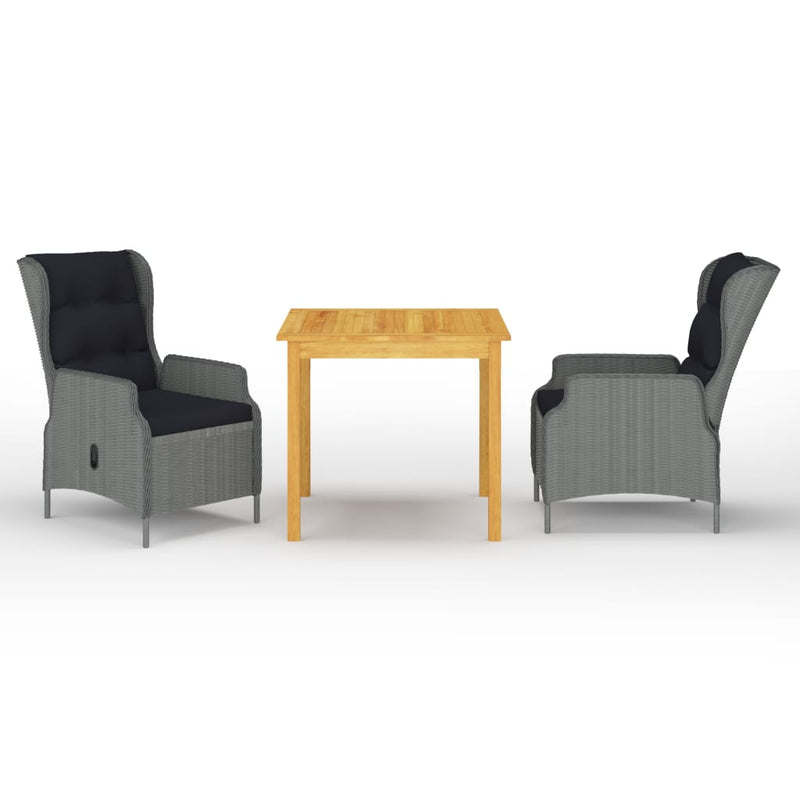 vidaXL 3 Piece Garden Dining Set Light Grey