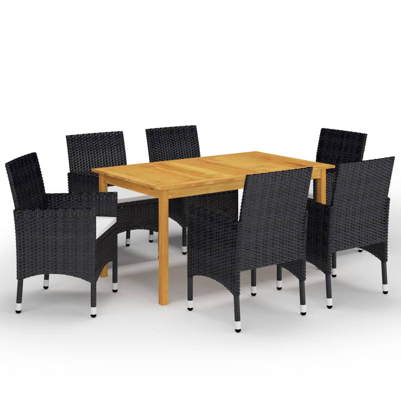vidaXL 7 Piece Garden Dining Set Black