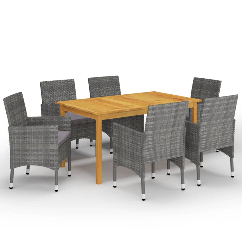 vidaXL 7 Piece Garden Dining Set Grey