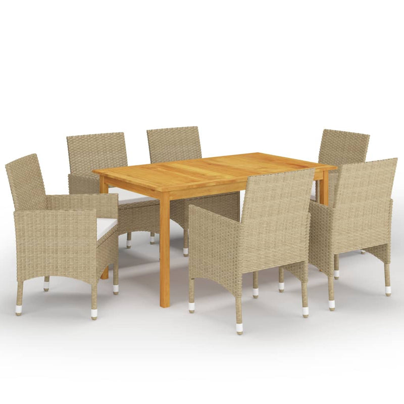 vidaXL 7 Piece Garden Dining Set Beige