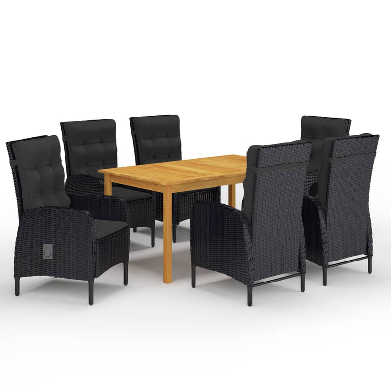 vidaXL 7 Piece Garden Dining Set Black