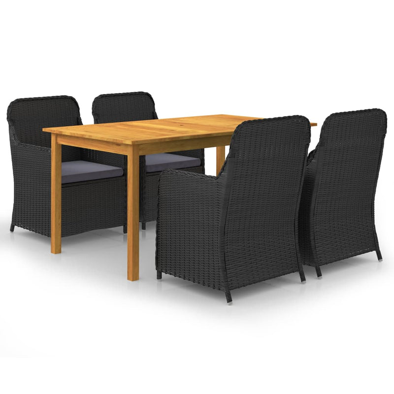 vidaXL 5 Piece Garden Dining Set Black