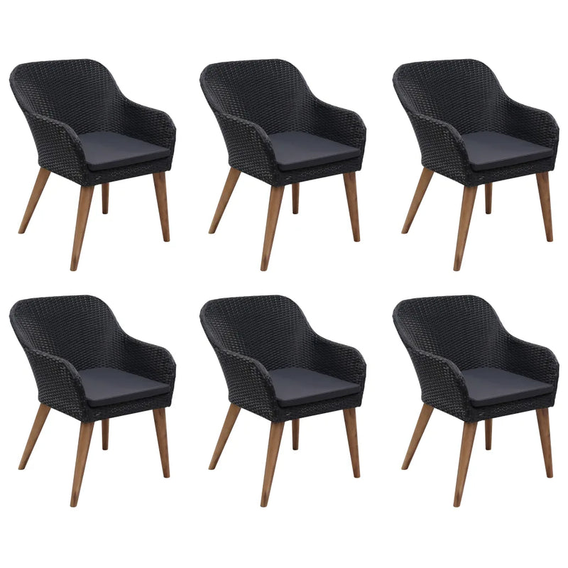 7 Piece Garden Dining Set Black