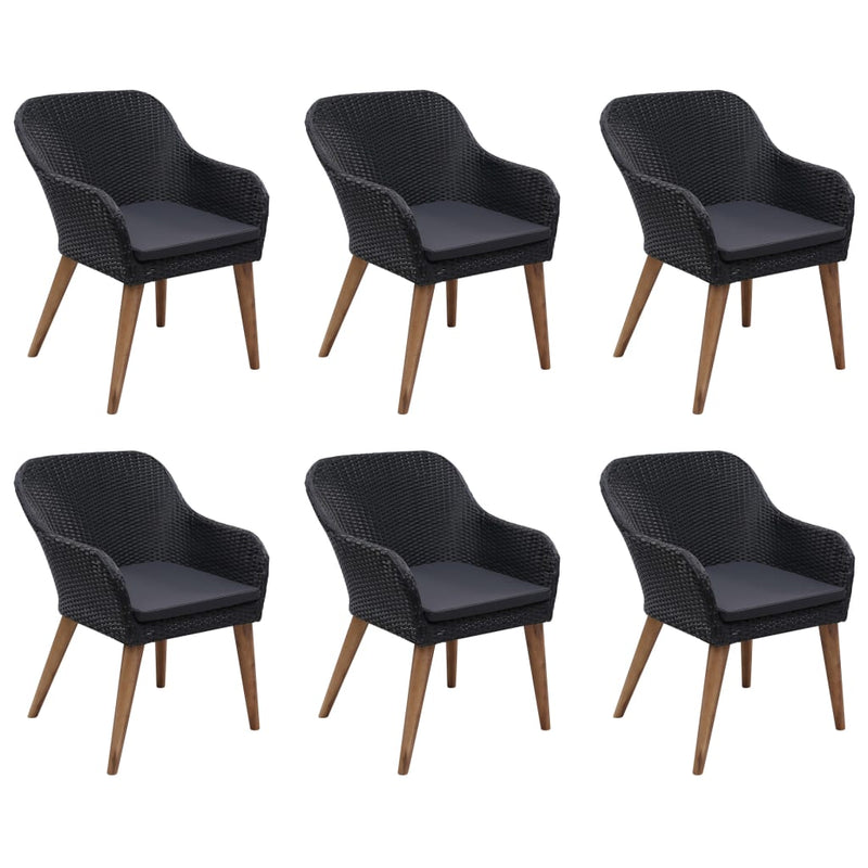 vidaXL 7 Piece Garden Dining Set Black