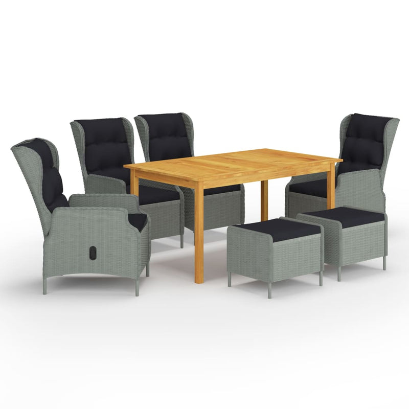 vidaXL 7 Piece Garden Dining Set Light Grey