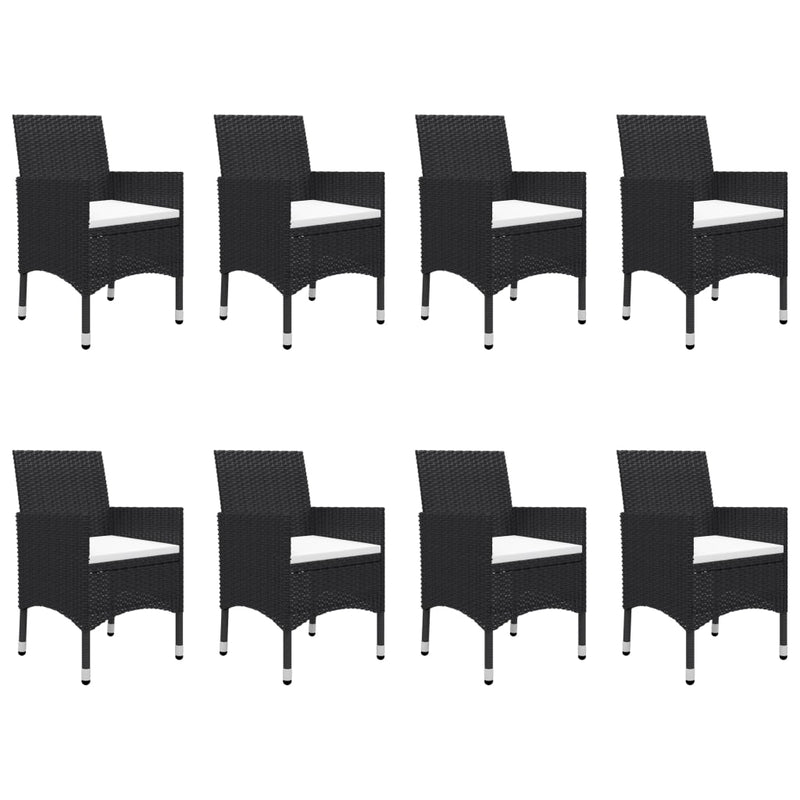 vidaXL 9 Piece Garden Dining Set Black