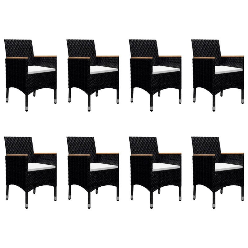 vidaXL 9 Piece Garden Dining Set Black