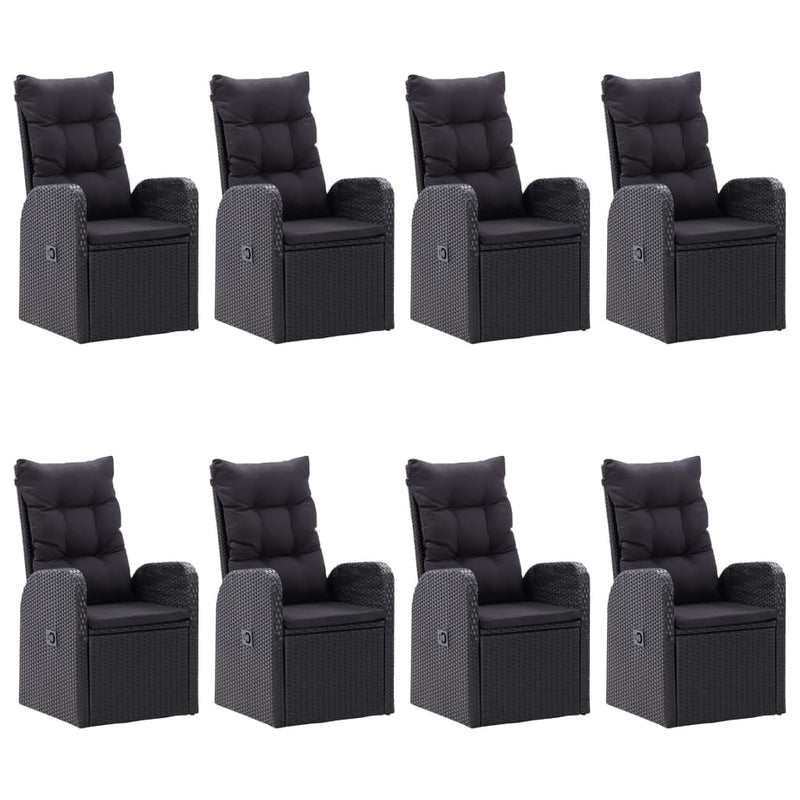 vidaXL 9 Piece Garden Dining Set Black