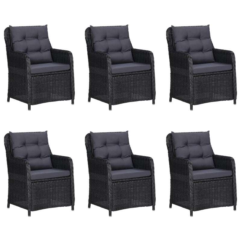 vidaXL 7 Piece Garden Dining Set Black