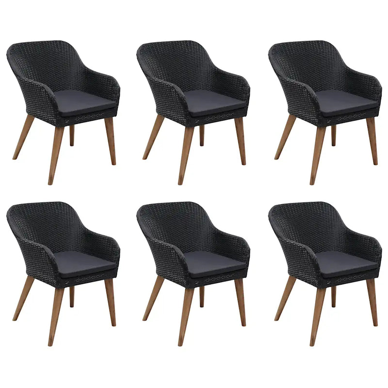 7 Piece Garden Dining Set Black