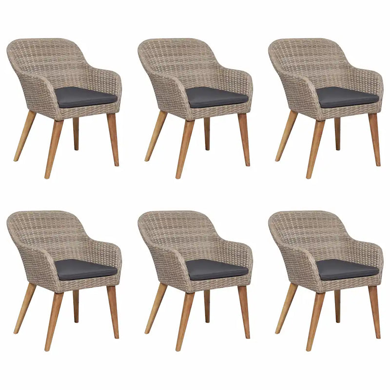 7 Piece Garden Dining Set Brown