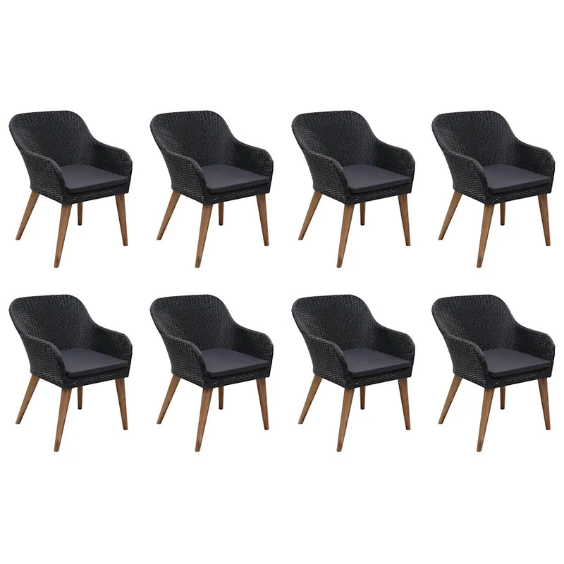 9 Piece Garden Dining Set Black