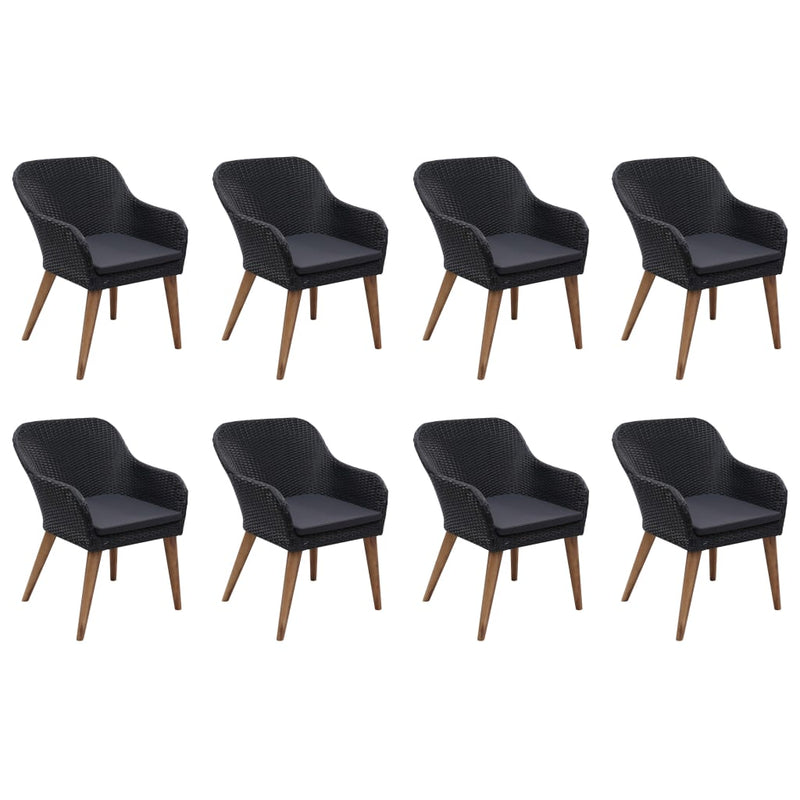 vidaXL 9 Piece Garden Dining Set Black