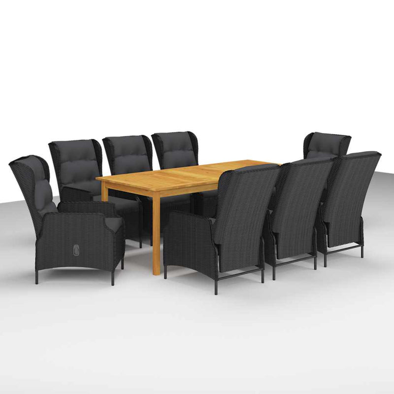 vidaXL 9 Piece Garden Dining Set Dark Grey