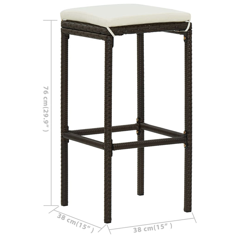 vidaXL 5 Piece Garden Bar Set with Cushions Brown