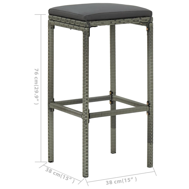 vidaXL 5 Piece Garden Bar Set with Cushions Grey