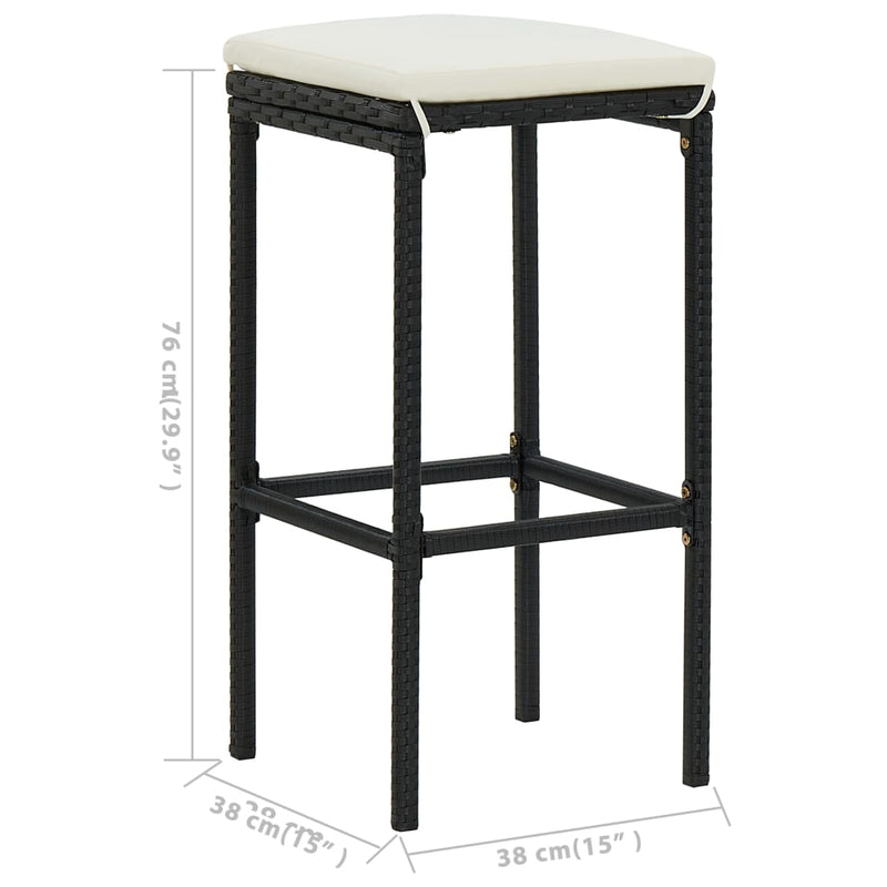 vidaXL 7 Piece Garden Bar Set with Cushions Black