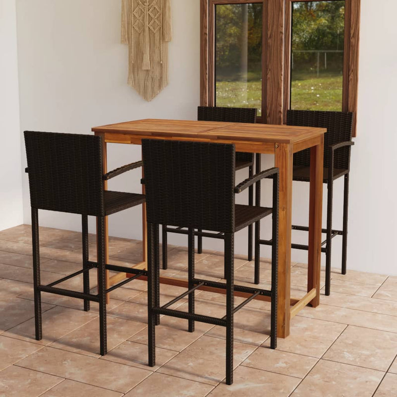 vidaXL 5 Piece Garden Bar Set Brown