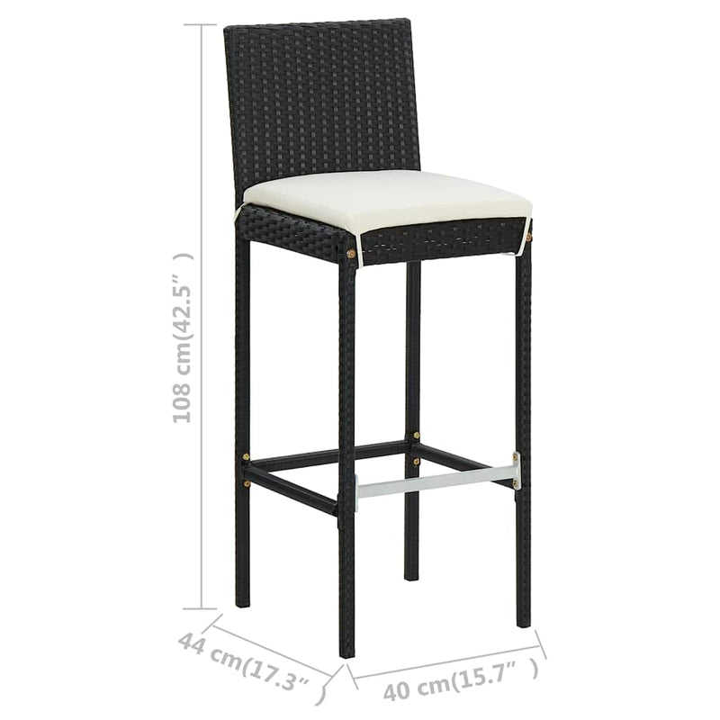 7 Piece Garden Bar Set with Cushions Black