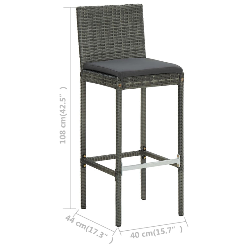 9 Piece Garden Bar Set with Cushions Grey