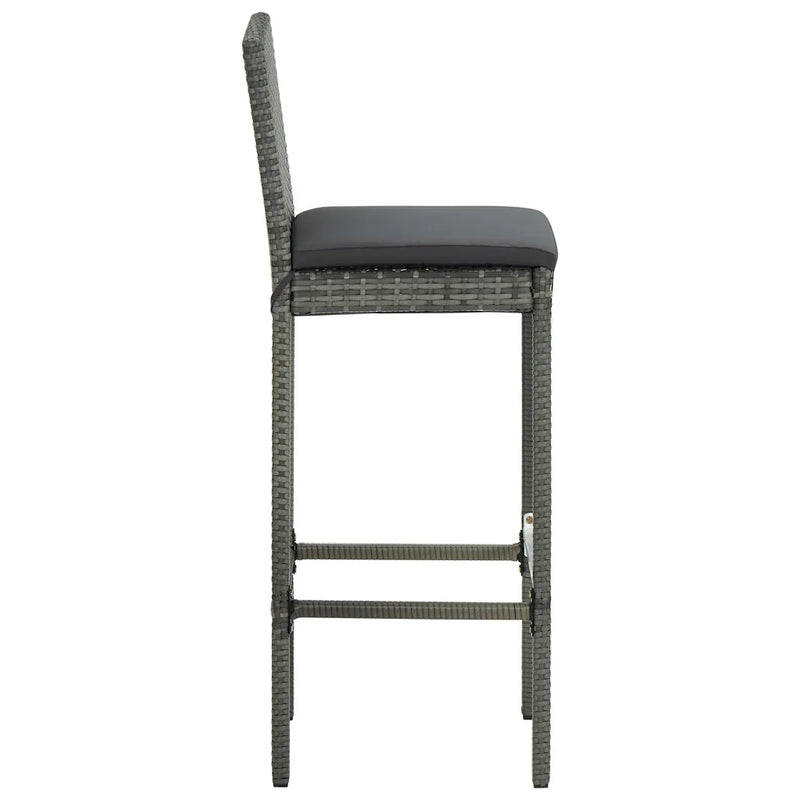 9 Piece Garden Bar Set with Cushions Grey