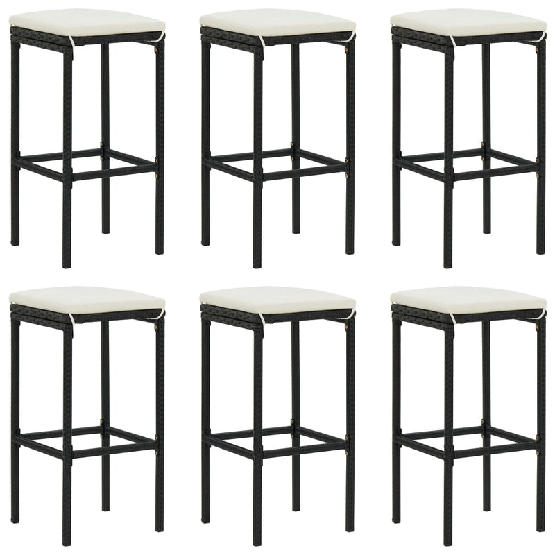 vidaXL 7 Piece Garden Bar Set with Cushions Black