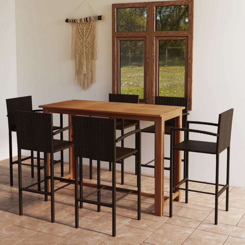 vidaXL 7 Piece Garden Bar Set Brown