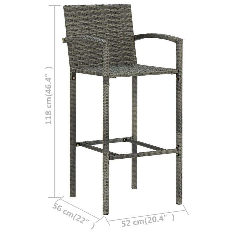 vidaXL 7 Piece Garden Bar Set Grey