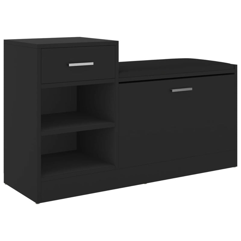 vidaXL Shoe Bench Black 94.5x31x57 cm Engineered Wood