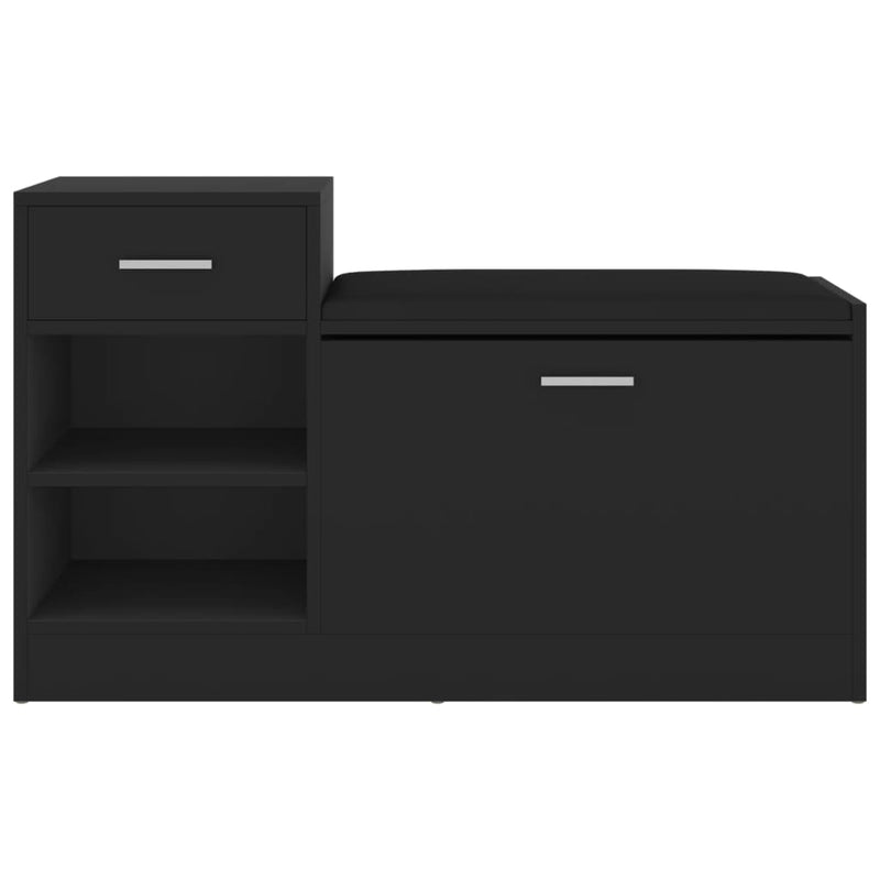 vidaXL Shoe Bench Black 94.5x31x57 cm Engineered Wood