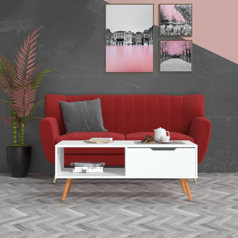 vidaXL Coffee Table White 100x49.5x43 cm Engineered Wood