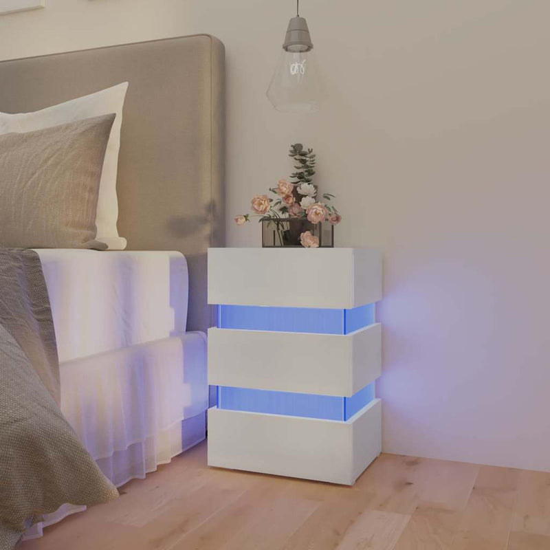 vidaXL LED Bedside Cabinet White 45x35x67 cm Engineered Wood