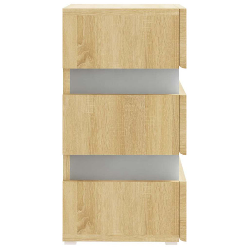vidaXL LED Bedside Cabinet Sonoma Oak 45x35x67 cm Engineered Wood