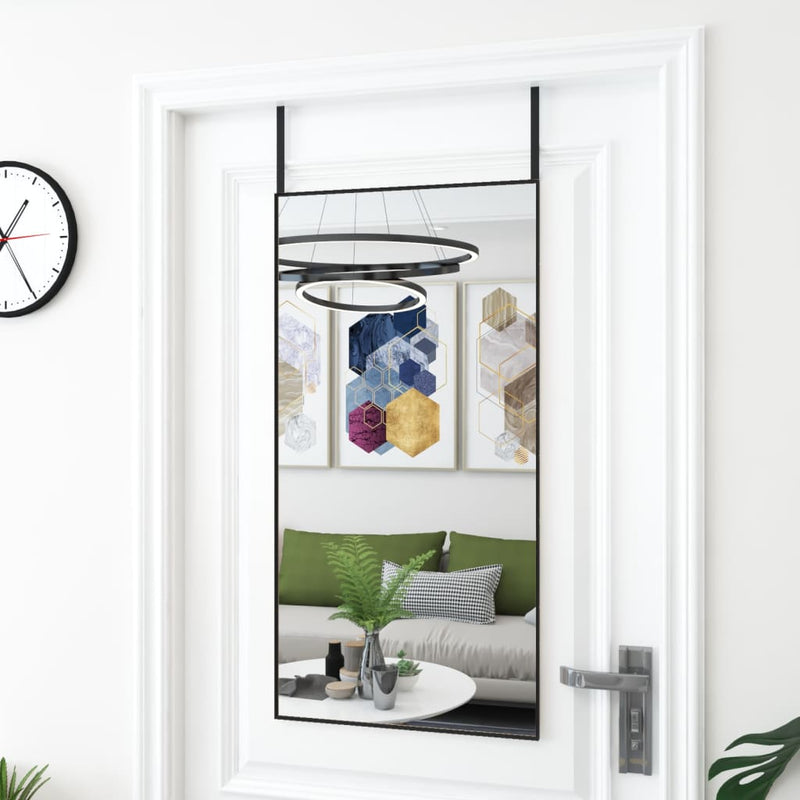 vidaXL Door Mirror Black 50x100 cm Glass and Aluminium