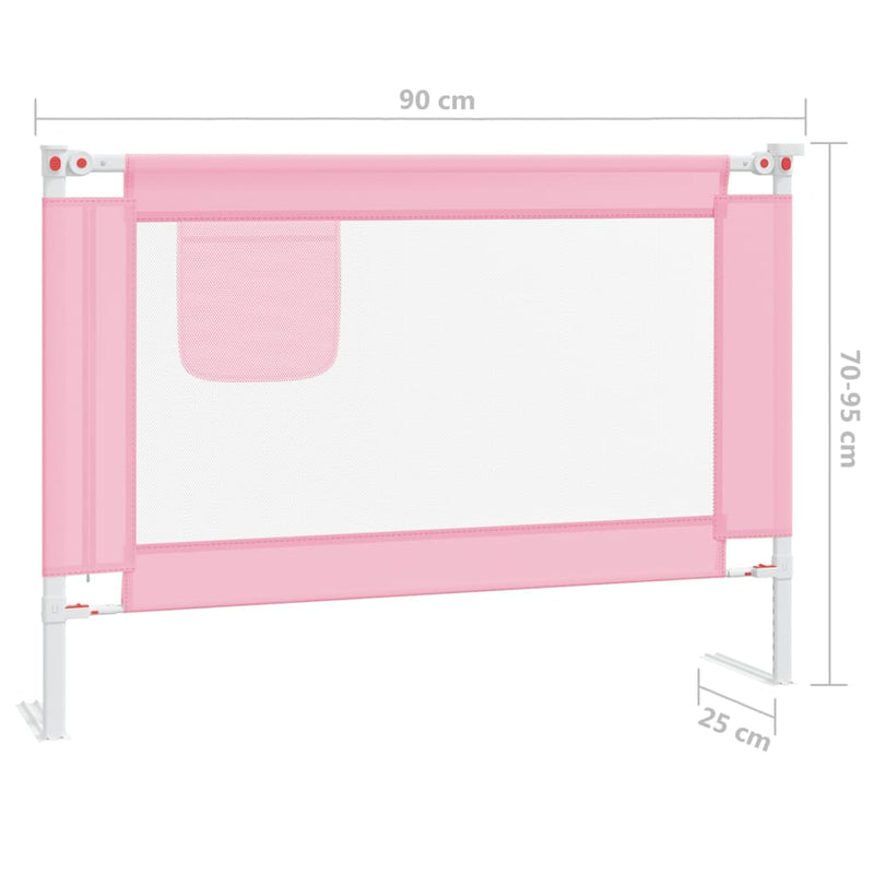 Toddler Safety Bed Rail Pink 90x25 cm Fabric