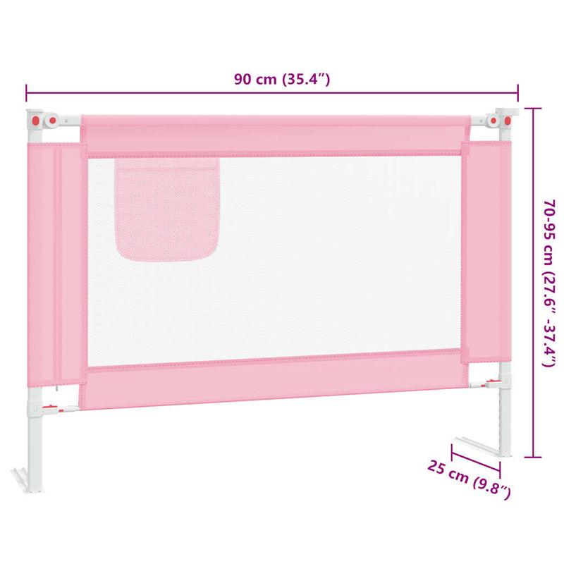 vidaXL Toddler Safety Bed Rail Pink 90x25 cm Fabric