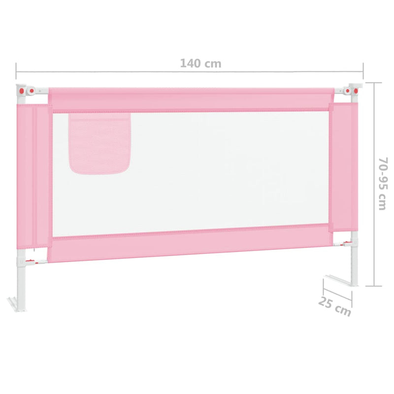 Toddler Safety Bed Rail Pink 140x25 cm Fabric