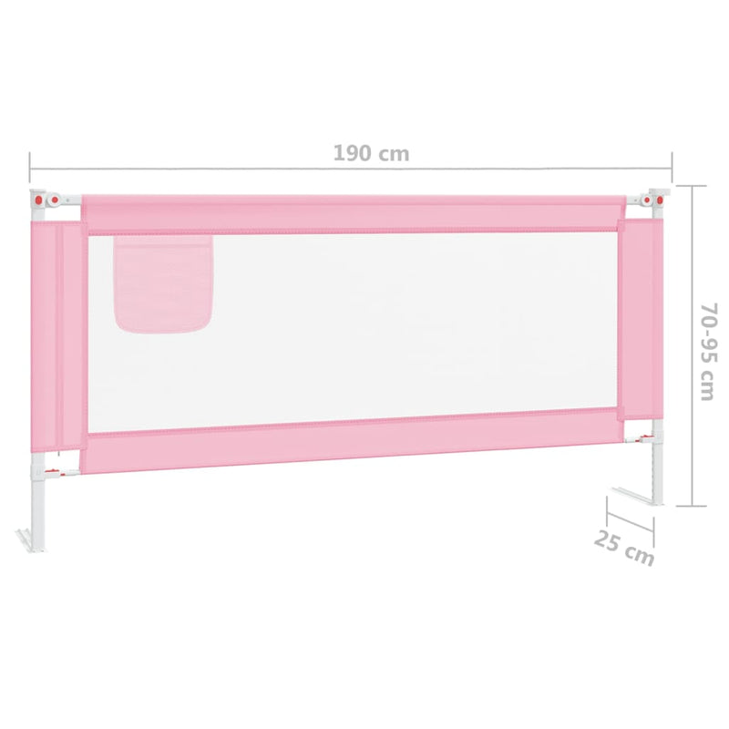 Toddler Safety Bed Rail Pink 190x25 cm Fabric