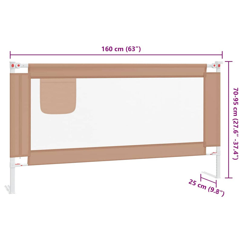 vidaXL Toddler Safety Bed Rail Taupe 180x25 cm Fabric