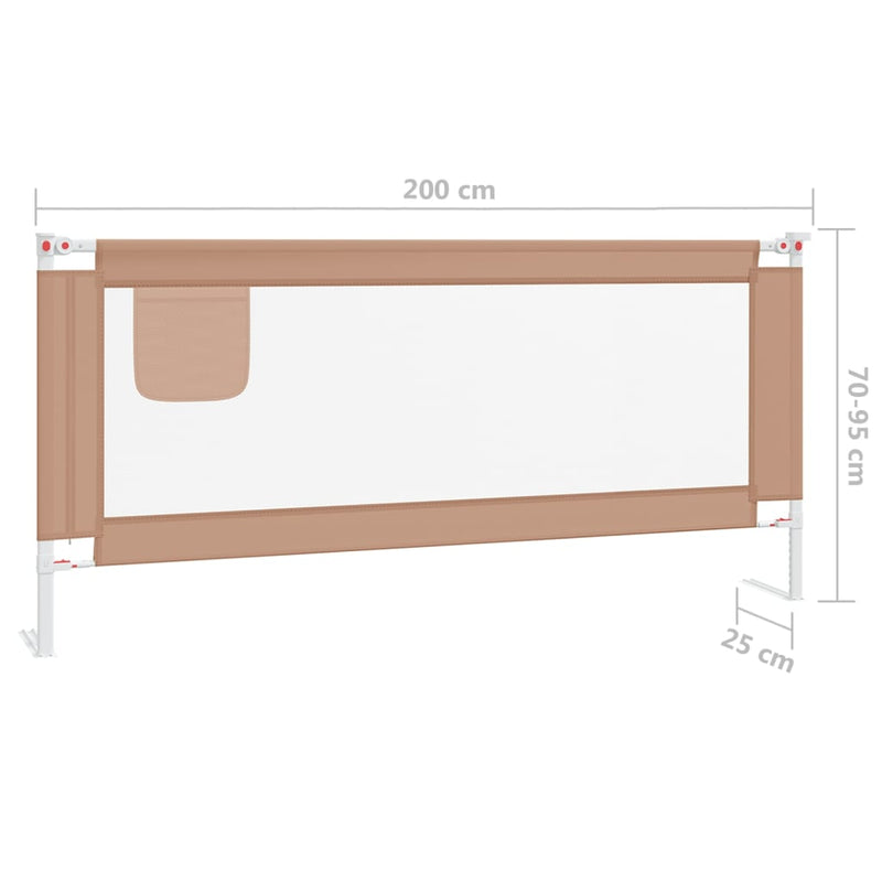 Toddler Safety Bed Rail Taupe 200x25 cm Fabric